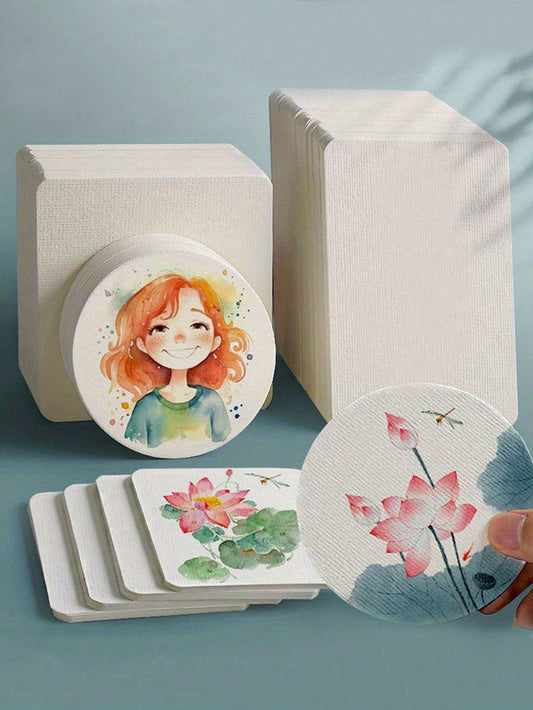 50pcs Blank Watercolor Paper, 300gsm Professional Watercolor Paper, Suitable For Postcard Making And Sketching, Ideal For School Art Classes, Great For Back To School Season