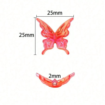 50pcs Transparent Colorful 3D Butterfly Beads, Random Mixed Colors, Ethereal Long-Winged Butterfly, DIY Jewelry Necklace Bracelet Making Kit, Friendship Jewelry Accessories Creative Gift