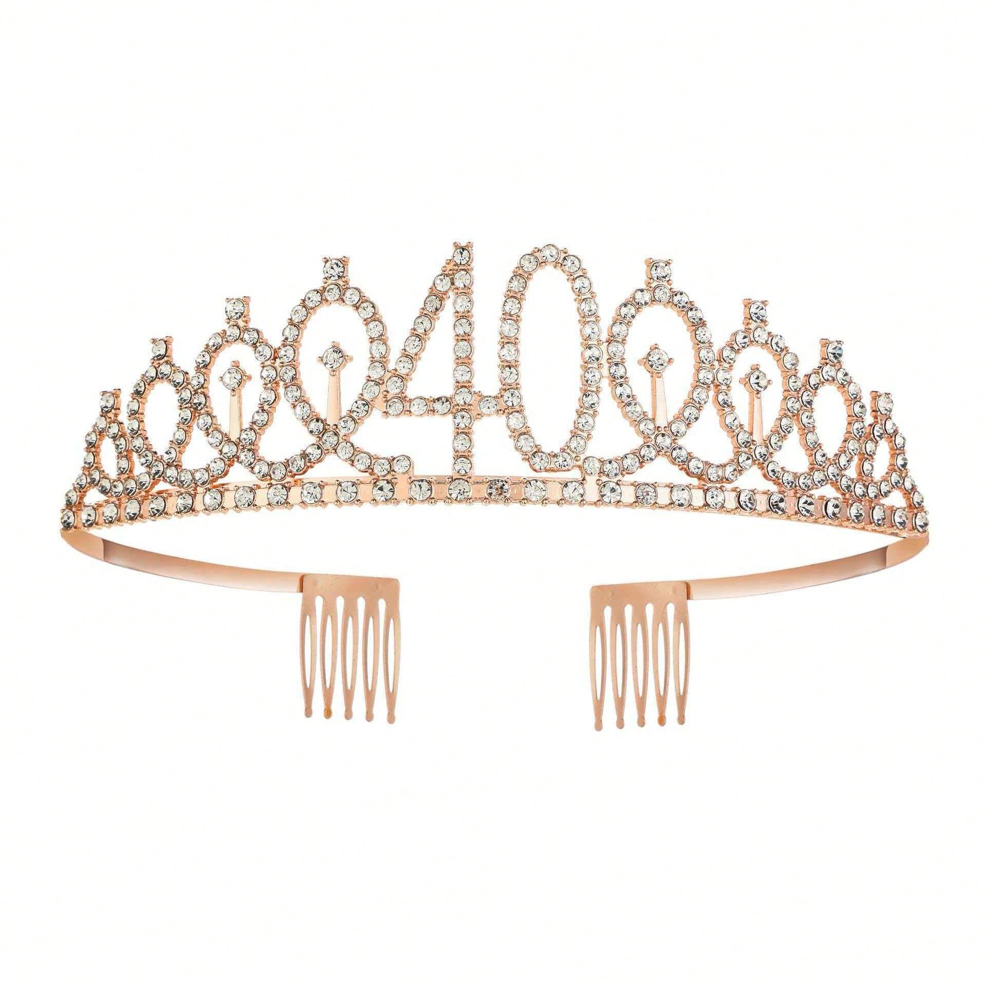 50th Birthday Crown + 50th Birthday Sash + Foldable Gold Foil Greeting Card Set, Headpiece, 50th Birthday Gift, Decorations For Female Friends, Happy Party Supplies