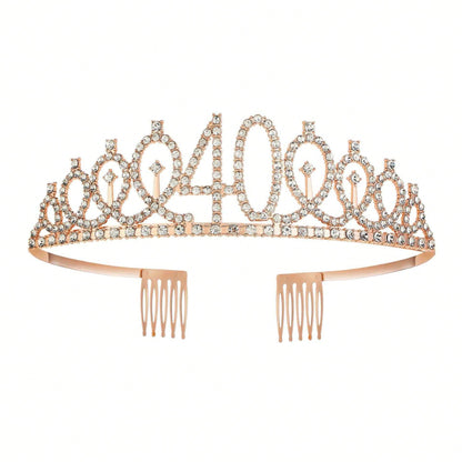 50th Birthday Crown + 50th Birthday Sash + Foldable Gold Foil Greeting Card Set, Headpiece, 50th Birthday Gift, Decorations For Female Friends, Happy Party Supplies