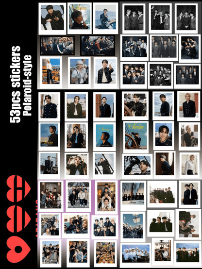 53pcs Set, BT/S ARMY OT7, ARIRANG Style Sticker Combo,,, JHOPE,,, V,, Doodle Planner Water Bottle Laptop Stickers, Suitable For Luggage, Laptop, Bicycle, Motorcycle, Stationery, Scooter, Furnitur