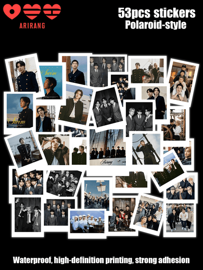 53pcs Set, BT/S ARMY OT7, ARIRANG Style Sticker Combo,,, JHOPE,,, V,, Doodle Planner Water Bottle Laptop Stickers, Suitable For Luggage, Laptop, Bicycle, Motorcycle, Stationery, Scooter, Furnitur