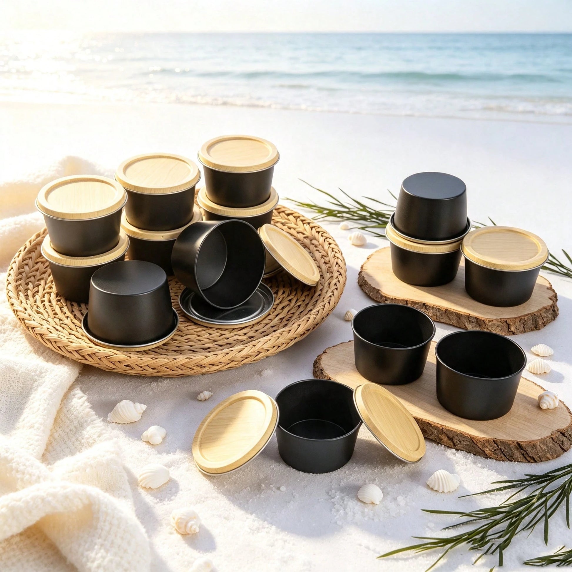 59pcs DIY Candle Making Kit, 6 Black Metal Empty Candle Jars, Candle Wicks, Wick Stickers And Wooden Base, Handmade Scented Candle Craft Materials