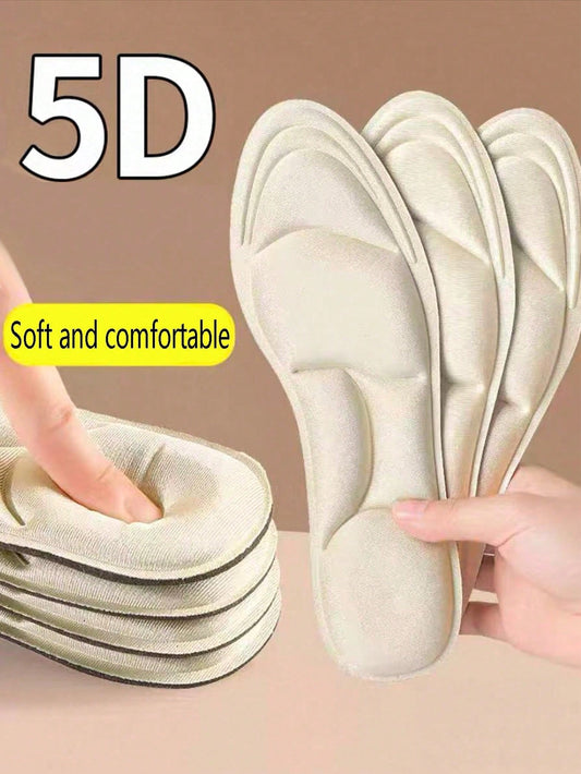 5D Comfortable Shock-Absorbing Insoles, Soft & Breathable, Suitable For All Seasons Including Sports Shoes, Snow Boots, Casual Shoes, White Shoes For Men & Women, Sports Shoe Insoles, And Arch Support