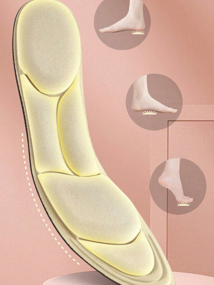 5D Comfortable Shock-Absorbing Insoles, Soft & Breathable, Suitable For All Seasons Including Sports Shoes, Snow Boots, Casual Shoes, White Shoes For Men & Women, Sports Shoe Insoles, And Arch Support