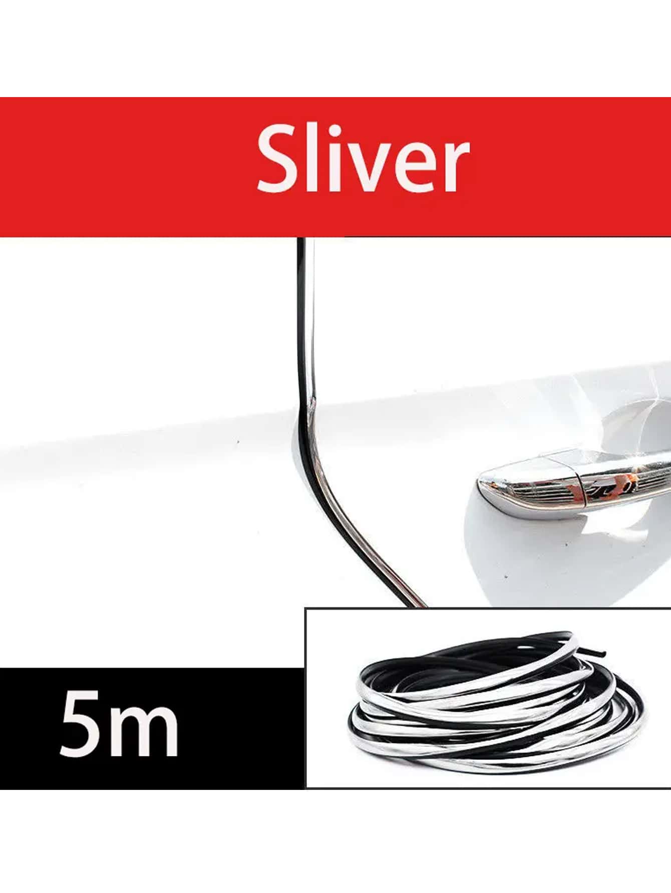 5m Electroplated Car Door Anti-Collision Strip, Stick On Car Door, Soundproof Door Edge Protection Strip, Door Decorative Strip