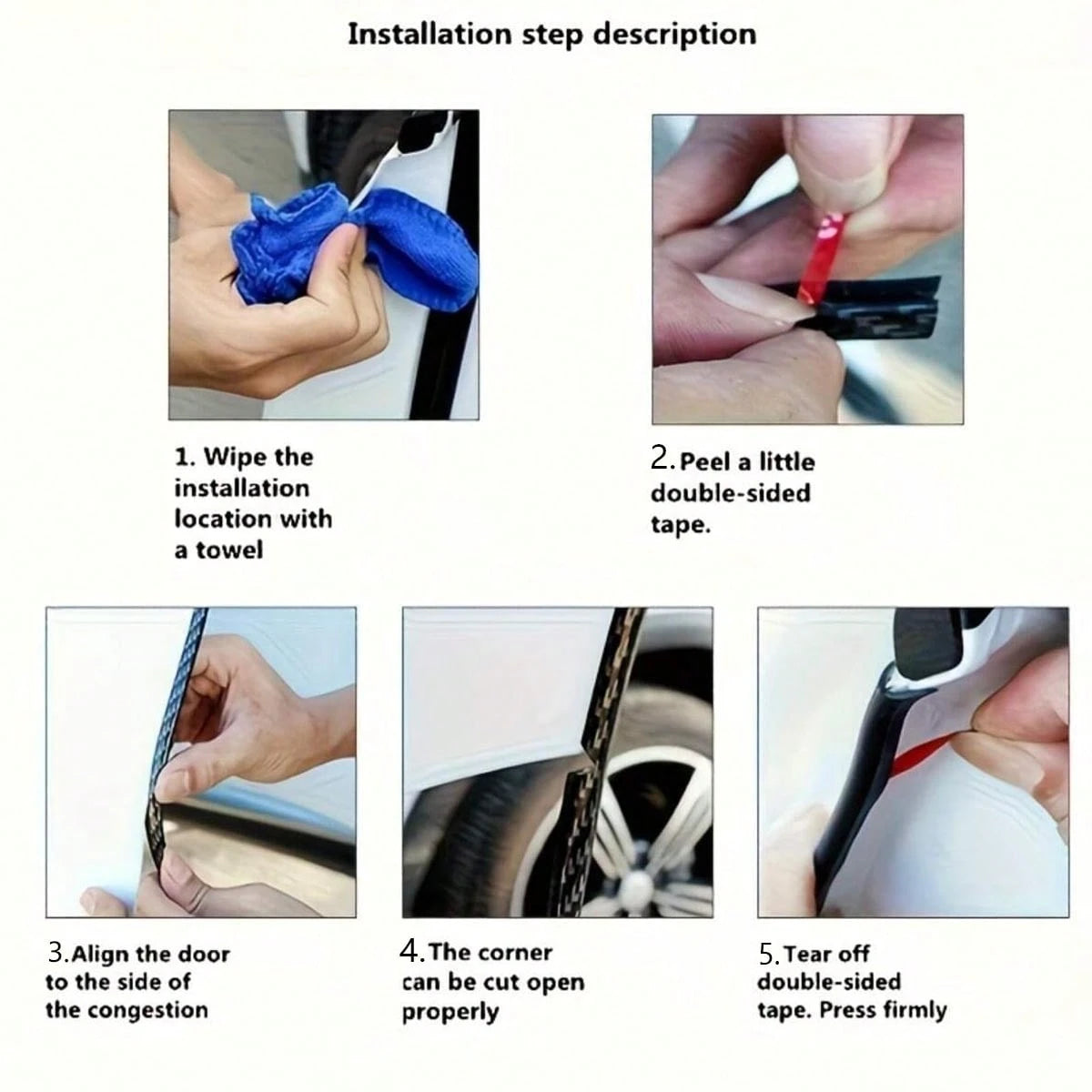 5m Electroplated Car Door Anti-Collision Strip, Stick On Car Door, Soundproof Door Edge Protection Strip, Door Decorative Strip
