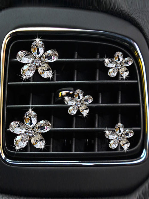 5pcs Crystal Flower Design Car Air Outlet Ornament