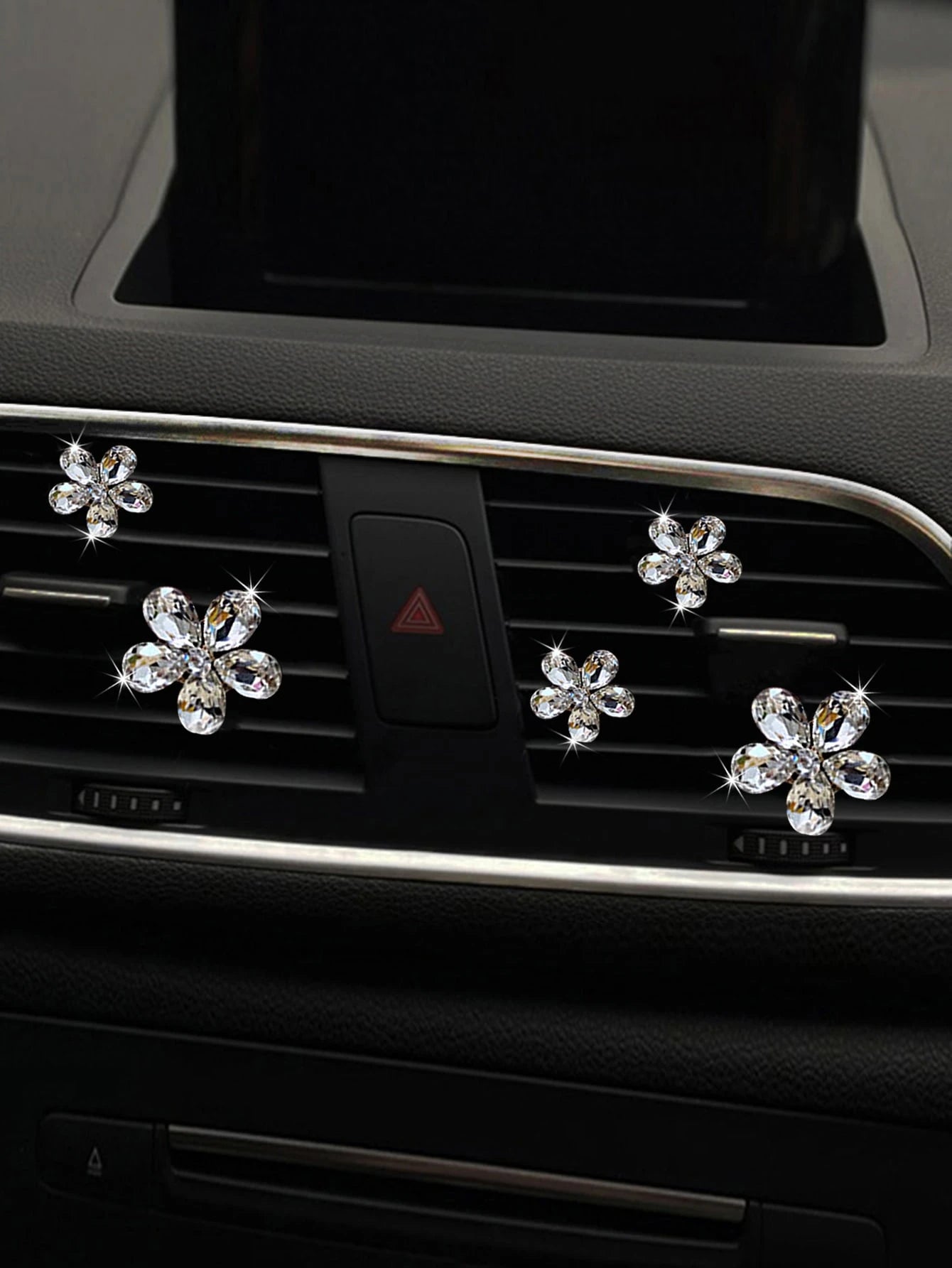 5pcs Crystal Flower Design Car Air Outlet Ornament