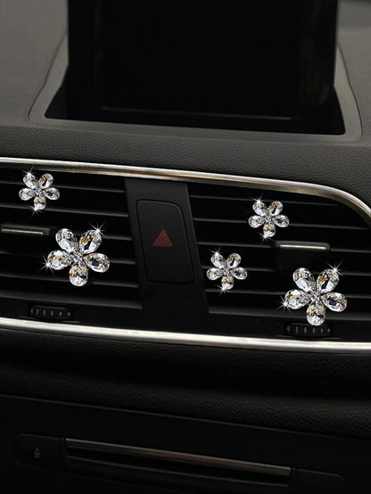5pcs Crystal Flower Design Car Air Outlet Ornament