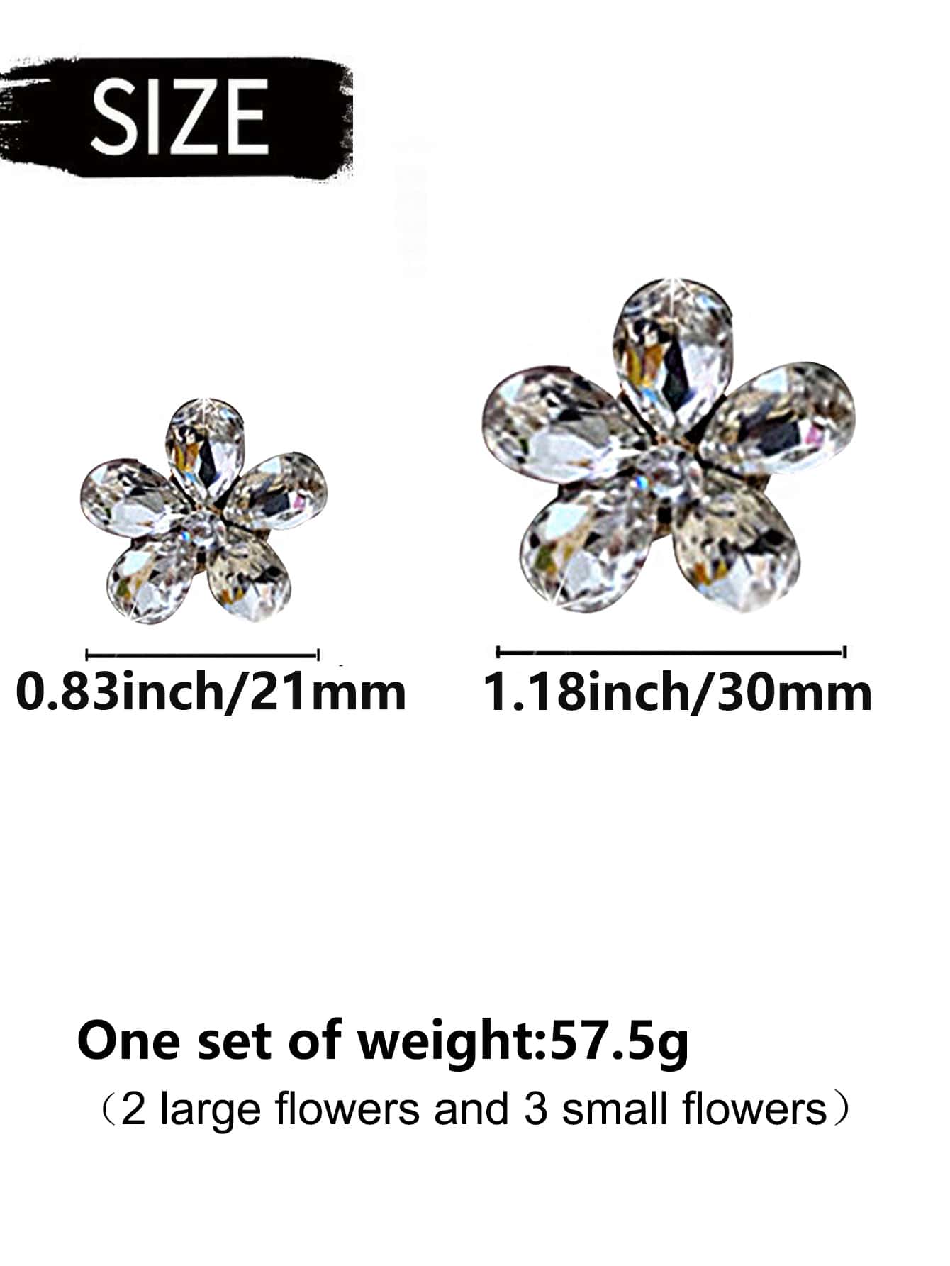 5pcs Crystal Flower Design Car Air Outlet Ornament