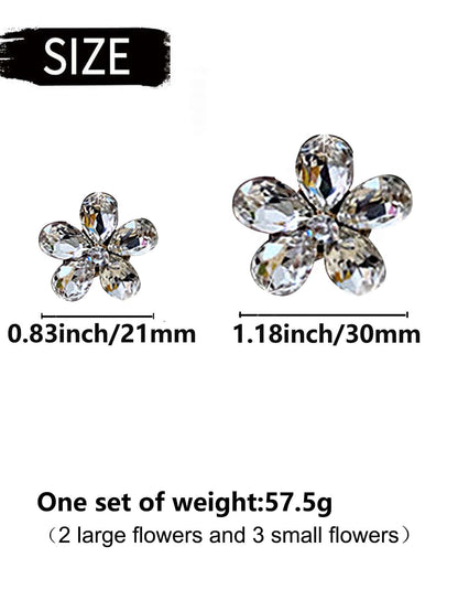 5pcs Crystal Flower Design Car Air Outlet Ornament