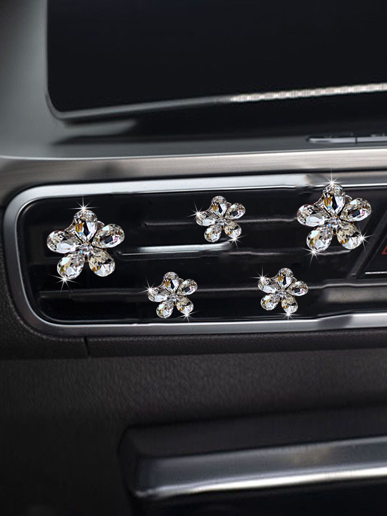 5pcs Crystal Flower Design Car Air Outlet Ornament