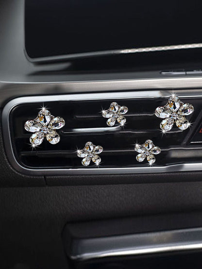 5pcs Crystal Flower Design Car Air Outlet Ornament