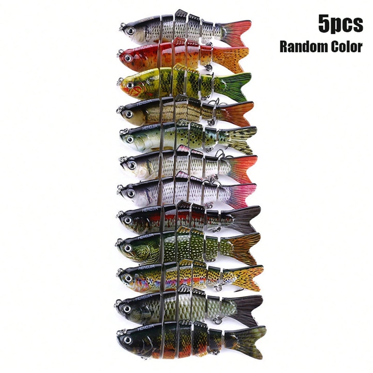 5pcs Multi Segment Bait, Lifelike Biomimetic Design, Used For Freshwater And Saltwater Fishing, Random Color, Suitable For Various Fish Such As Grass Carp