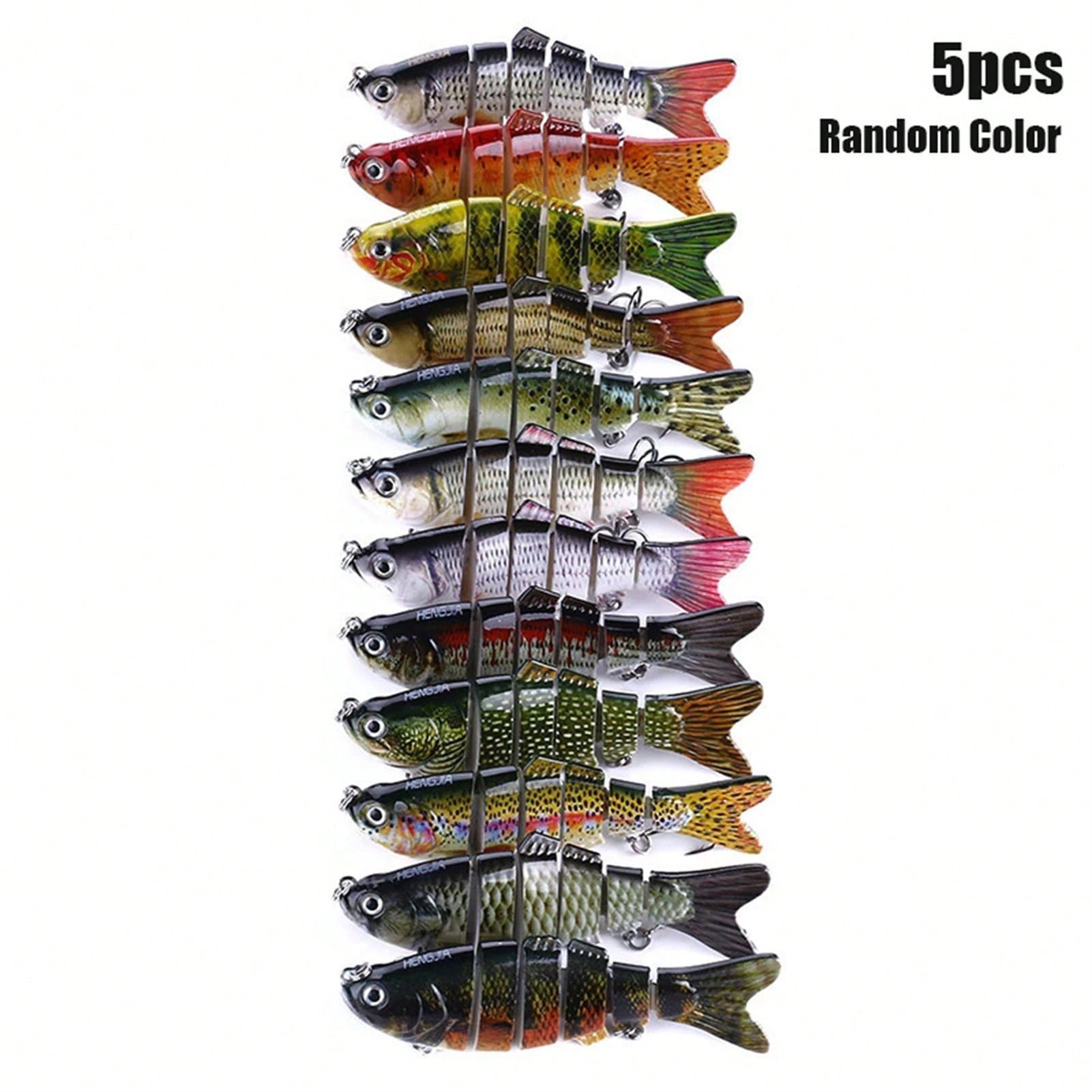 5pcs Multi Segment Bait, Lifelike Biomimetic Design, Used For Freshwater And Saltwater Fishing, Random Color, Suitable For Various Fish Such As Grass Carp