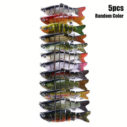 5pcs Multi Segment Bait, Lifelike Biomimetic Design, Used For Freshwater And Saltwater Fishing, Random Color, Suitable For Various Fish Such As Grass Carp