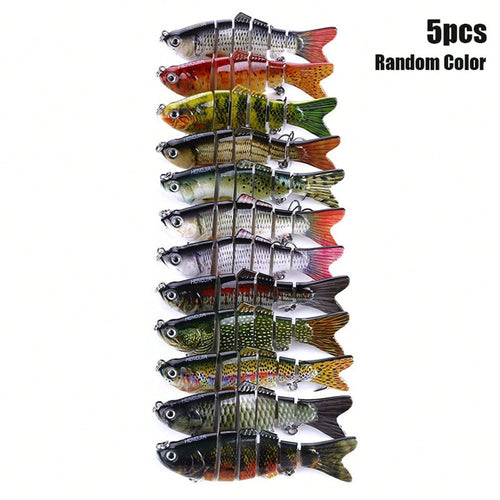5pcs Multi Segment Bait, Lifelike Biomimetic Design, Used For Freshwater And Saltwater Fishing, Random Color, Suitable For Various Fish Such As Grass Carp