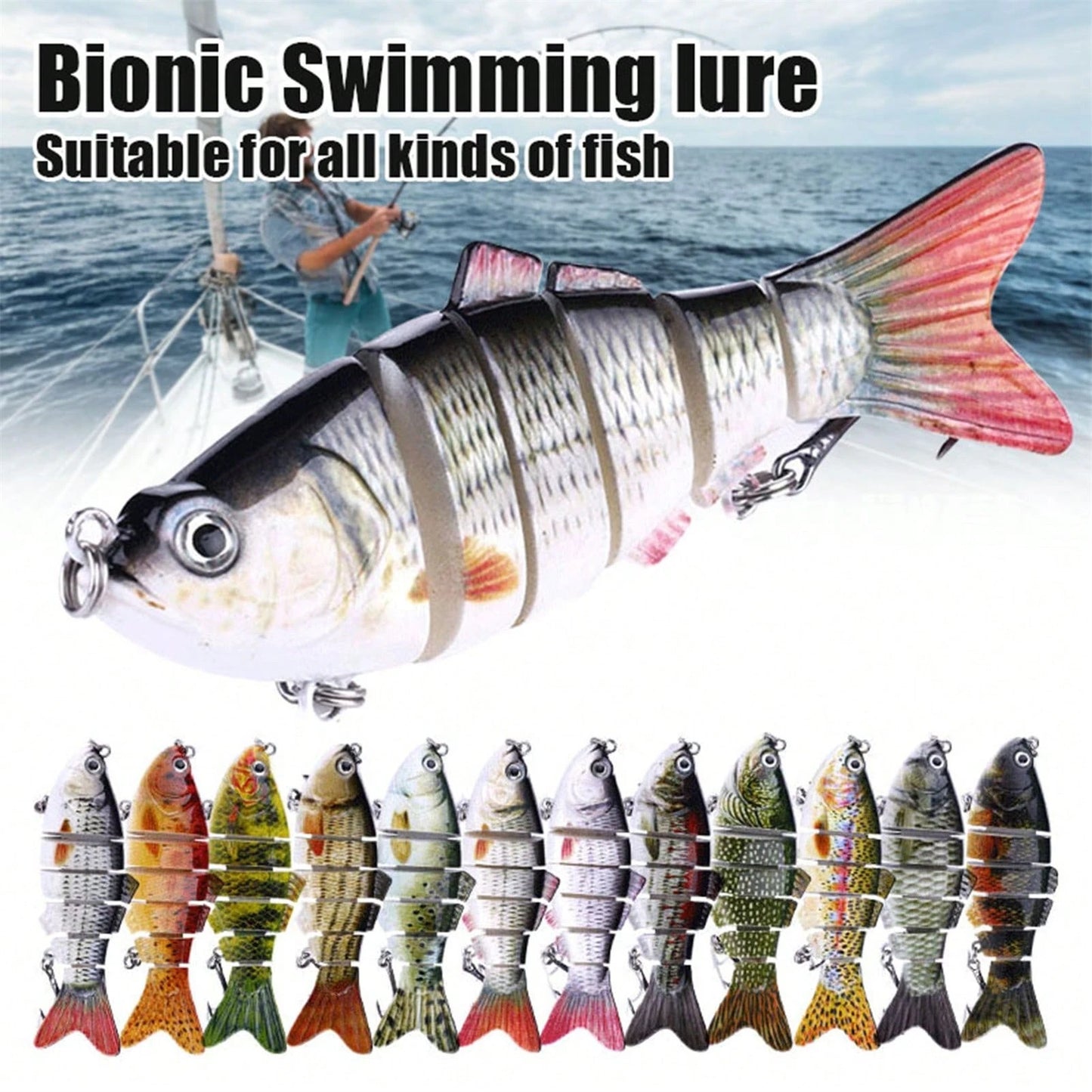 5pcs Multi Segment Bait, Lifelike Biomimetic Design, Used For Freshwater And Saltwater Fishing, Random Color, Suitable For Various Fish Such As Grass Carp