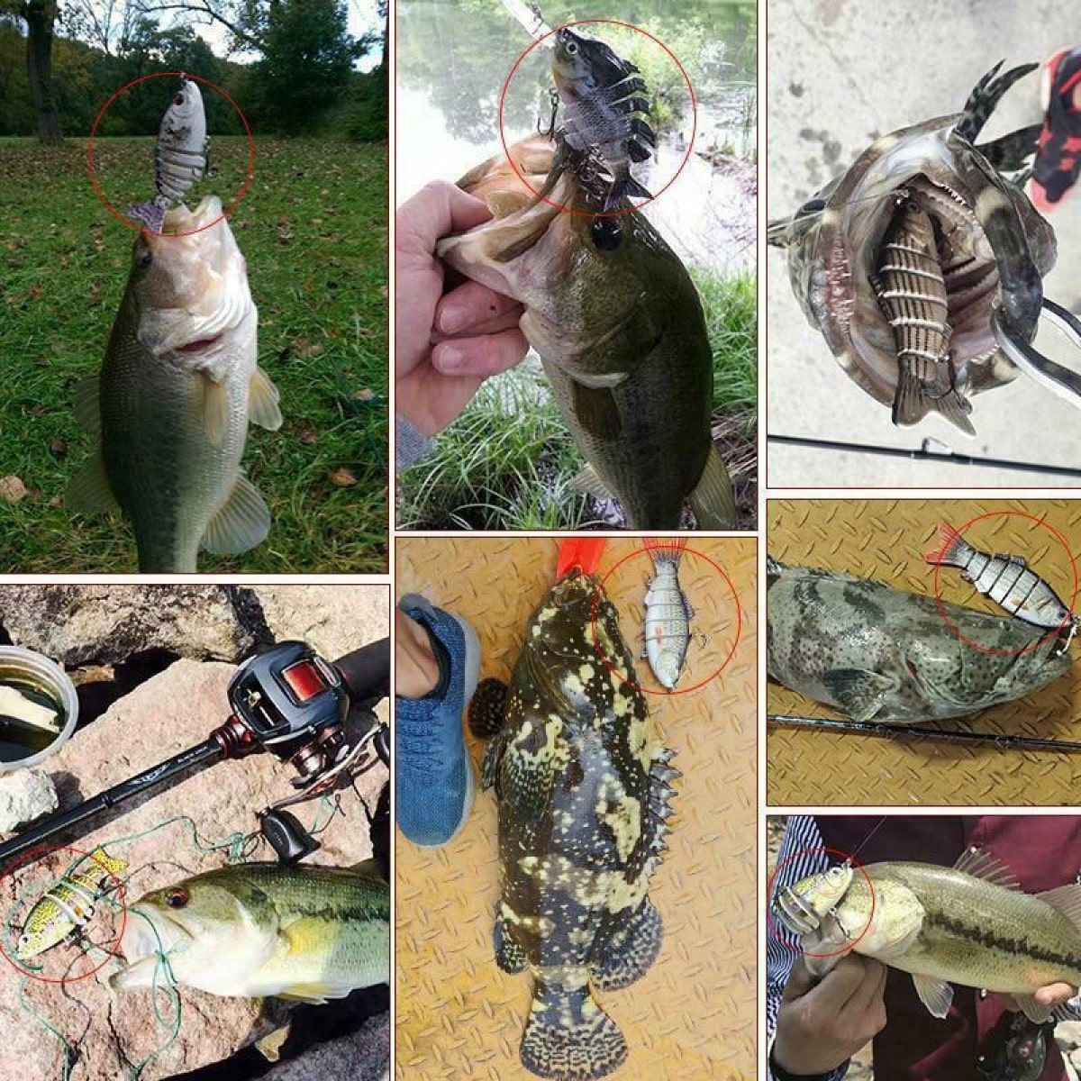 5pcs Multi Segment Bait, Lifelike Biomimetic Design, Used For Freshwater And Saltwater Fishing, Random Color, Suitable For Various Fish Such As Grass Carp
