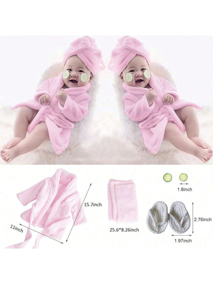 5PCS Newborn Photography Props Baby Girl Bathrobes Bath Towel Outfit With Slippers Cucumber Photo Props For Infant Boys Girls Baby Shower Easter Gift Things For Girls/Boys
