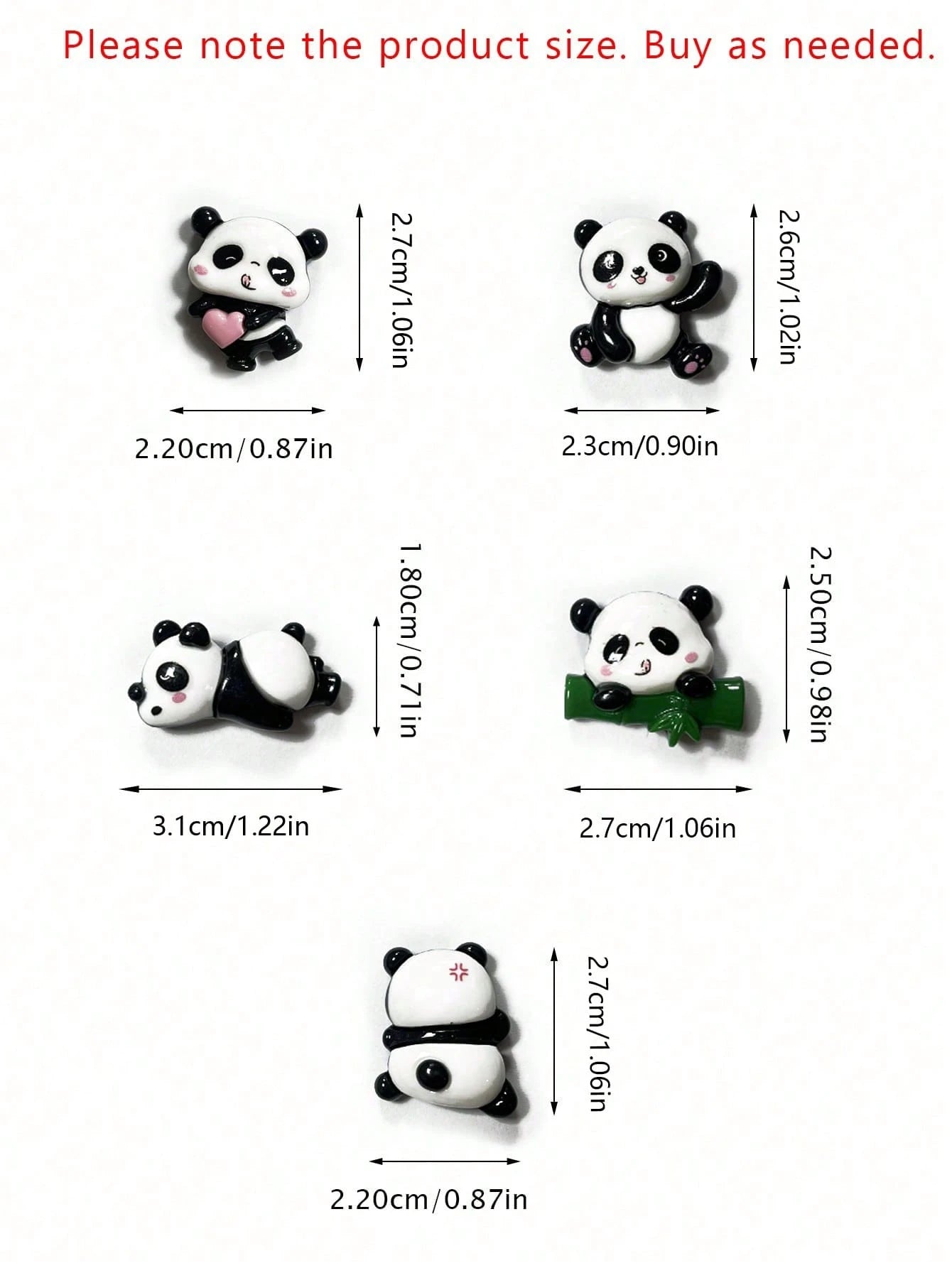 5pcs Panda Shaped Car Decals Stickers