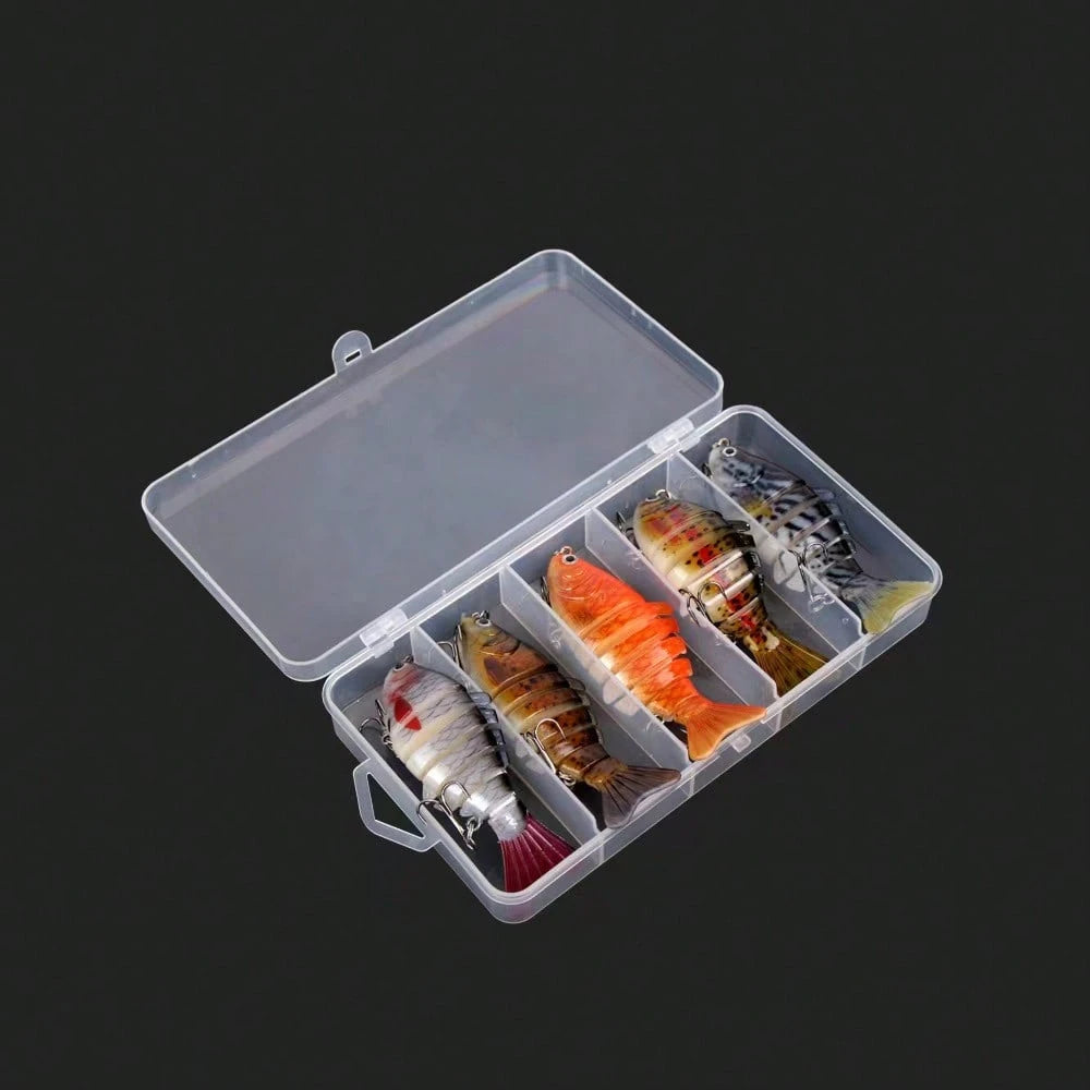 5pcs/Set Saltwater Fishing Lures With Storage Box, Multi-Section Fishing Bait, Fishing Lure Kit, Suitable For Sea Fishing, Catching Big Fish With Storage Box