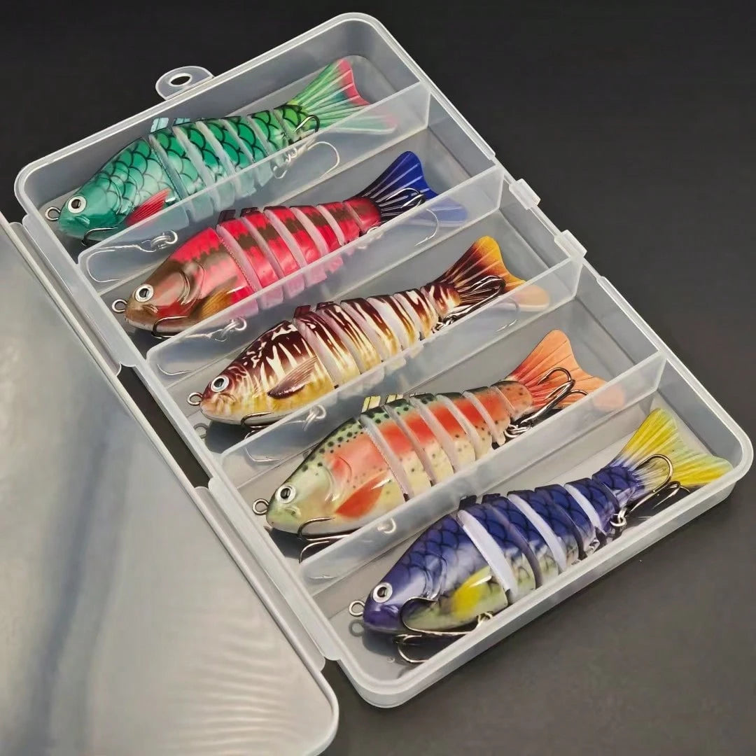 5pcs/Set Saltwater Fishing Lures With Storage Box, Multi-Section Fishing Bait, Fishing Lure Kit, Suitable For Sea Fishing, Catching Big Fish With Storage Box