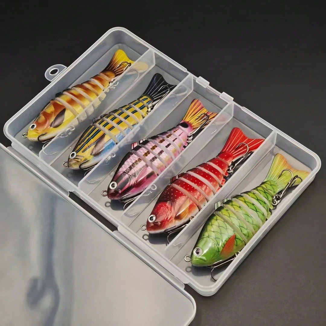 5pcs/Set Saltwater Fishing Lures With Storage Box, Multi-Section Fishing Bait, Fishing Lure Kit, Suitable For Sea Fishing, Catching Big Fish With Storage Box
