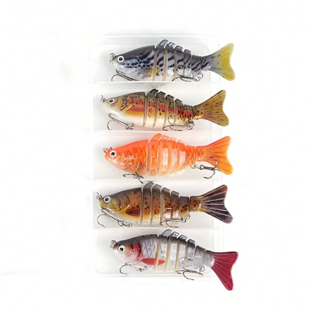 5pcs/Set Saltwater Fishing Lures With Storage Box, Multi-Section Fishing Bait, Fishing Lure Kit, Suitable For Sea Fishing, Catching Big Fish With Storage Box