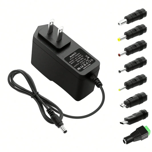 5V 2A Power Supply Adapter Charger 5 Volt 10W AC 100-240V 50-60Hz Replacement Power Cord 2000mA 1500mA 1A With 8 Tips For Security Camera Baby Monitor Digital Photo Frame TV Box LED Light