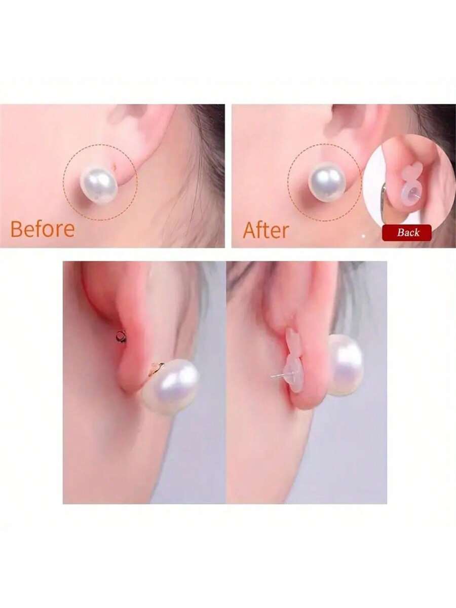 6/10/30pcs Silicone Earplug Support, Ear Back Clip For Earring Studs/Hoops