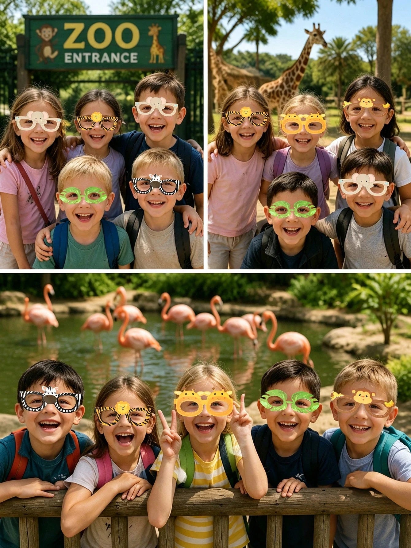 6/12pcs Jungle Animal Paper Glasses Safari Theme Birthday Decoration Fun Photo Props Kids Party Favors Baby Shower Decor