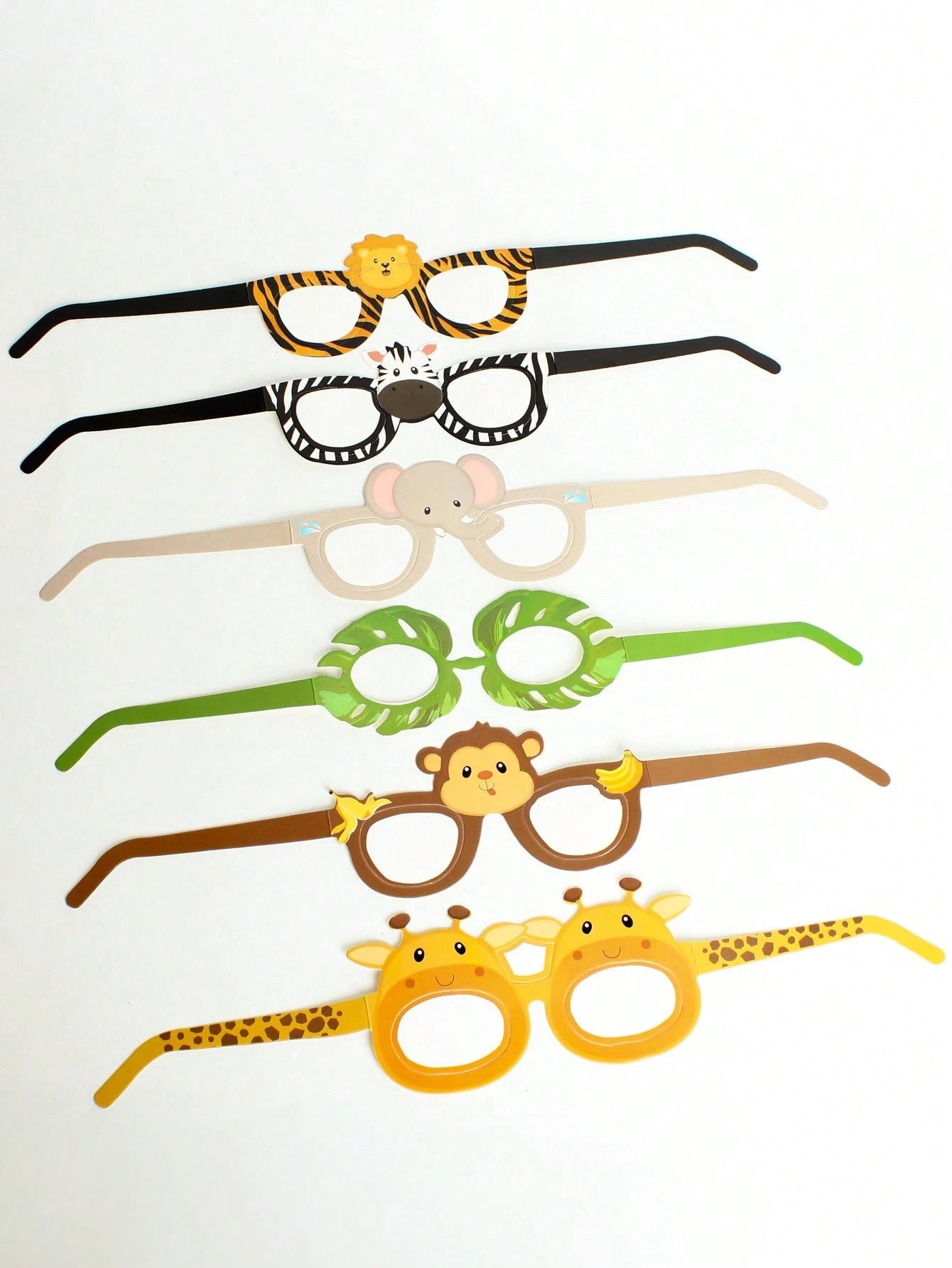 6/12pcs Jungle Animal Paper Glasses Safari Theme Birthday Decoration Fun Photo Props Kids Party Favors Baby Shower Decor