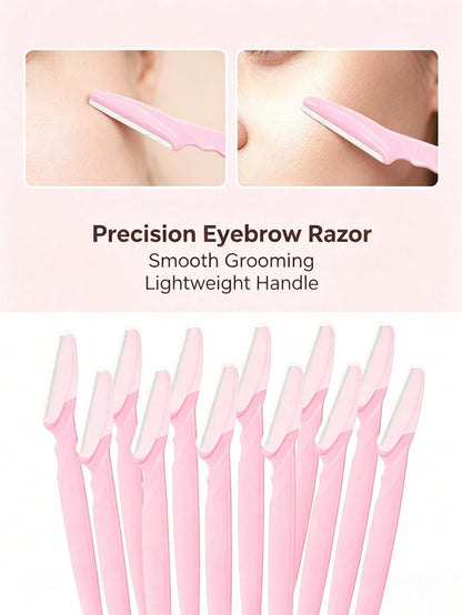 6/12pcs Women Face & Eyebrow Shaver Set, Includes Eyebrow Trimmer, Razor, Callus Remover And Body Hair Grooming Tools With Long Handle Blades And Precision Guards (Manicure Tools, Beauty Products, Mak