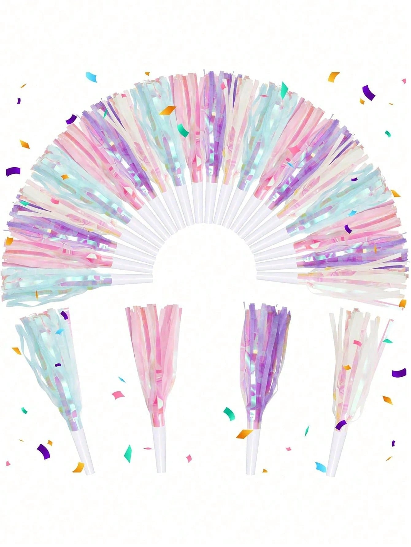 6/24/36pcs Party Blowout Whistles, Shiny Metallic Tassel Party Horns, Suitable For Birthday, Graduation, Sports Party, Baby Shower And Other Occasions