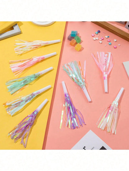 6/24/36pcs Party Blowout Whistles, Shiny Metallic Tassel Party Horns, Suitable For Birthday, Graduation, Sports Party, Baby Shower And Other Occasions