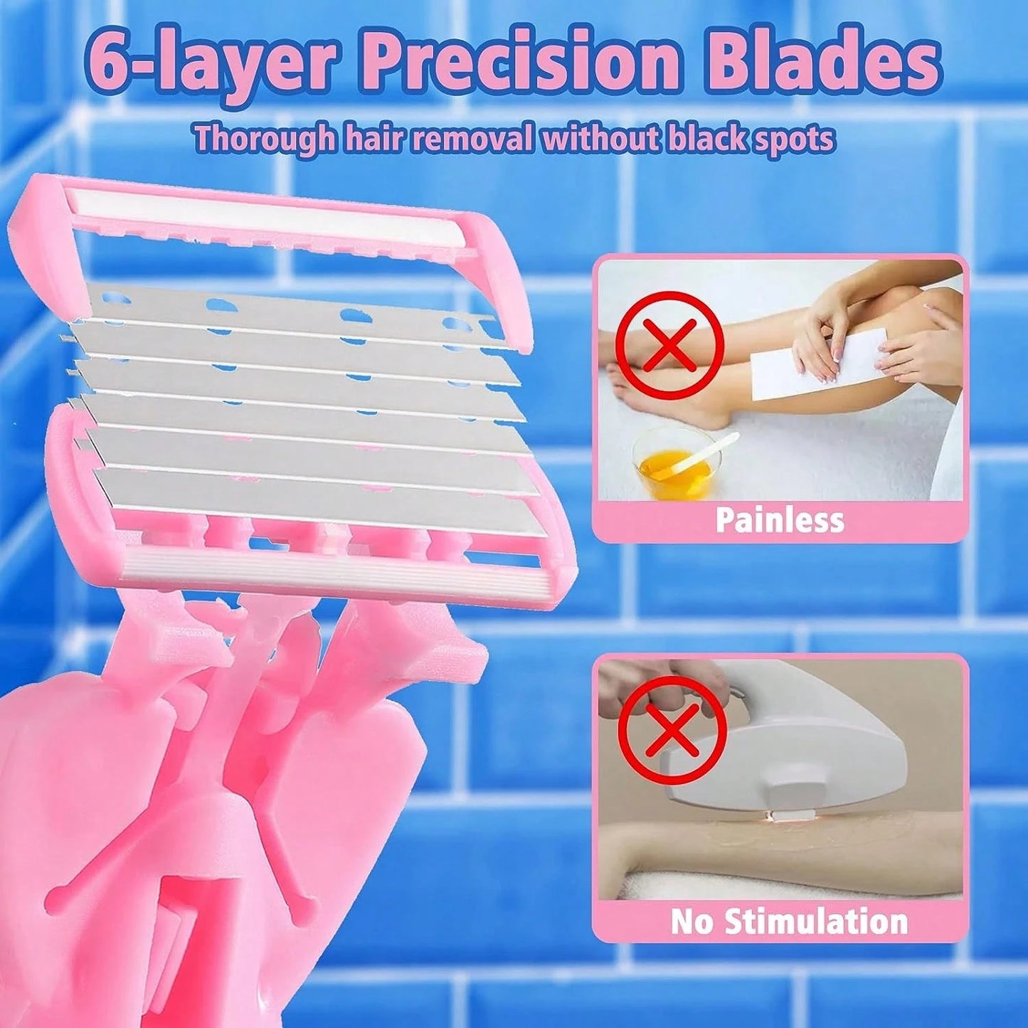 6-Layer Manual Body Hair Razor, Women's Razor, Bikini Trimmer, Depilator, Face & Body Grooming Tool For Men & Women, Disposable For Travel