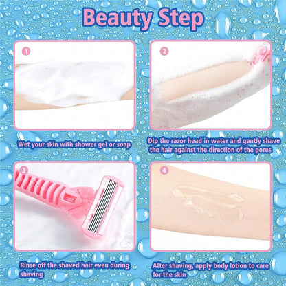 6-Layer Manual Body Hair Razor, Women's Razor, Bikini Trimmer, Depilator, Face & Body Grooming Tool For Men & Women, Disposable For Travel