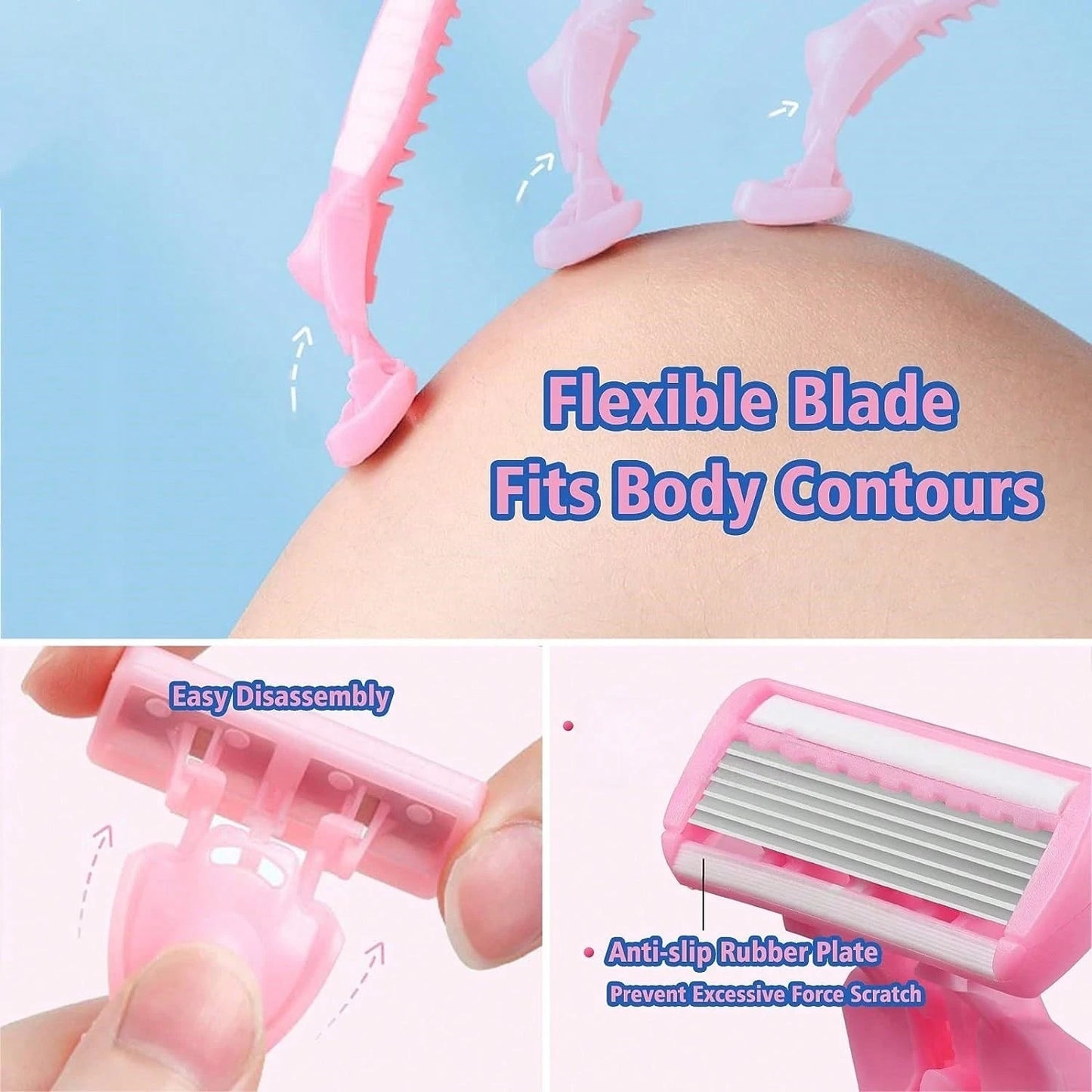 6-Layer Manual Body Hair Razor, Women's Razor, Bikini Trimmer, Depilator, Face & Body Grooming Tool For Men & Women, Disposable For Travel