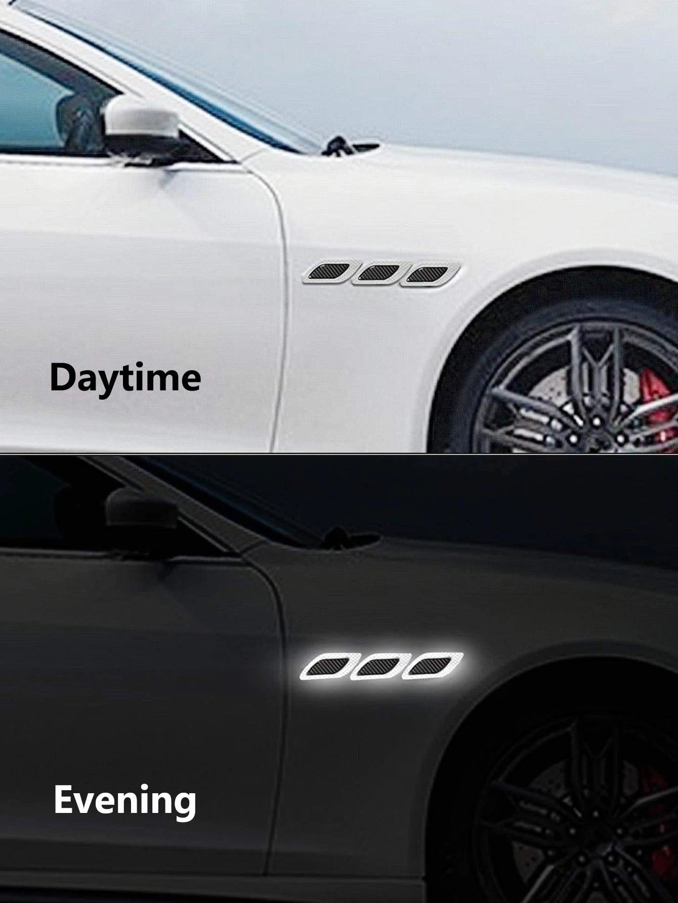 6 Pieces/Set Of Car Reflective Stickers, Carbon Fiber Tape.