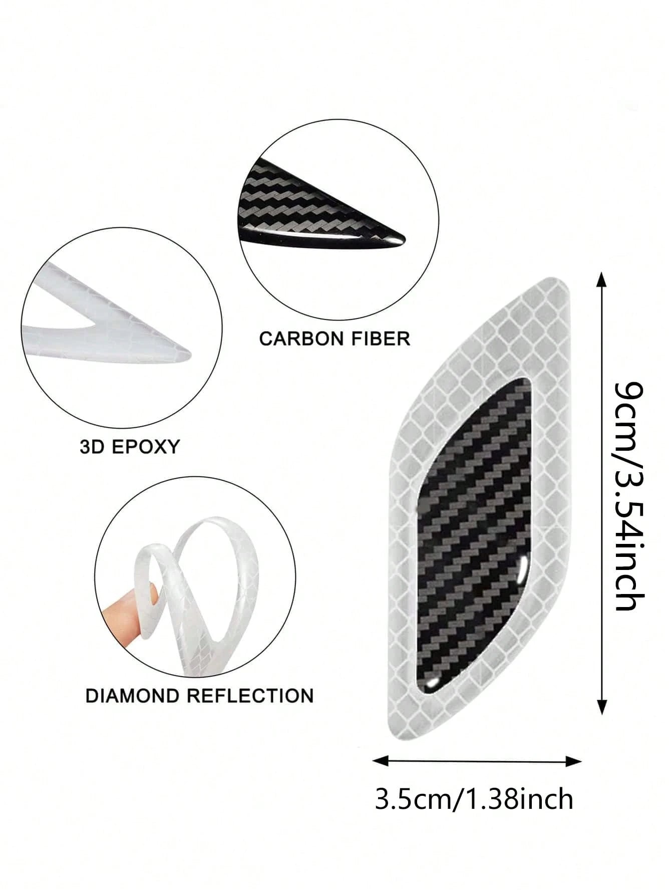 6 Pieces/Set Of Car Reflective Stickers, Carbon Fiber Tape.