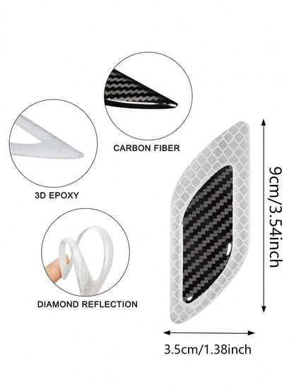 6 Pieces/Set Of Car Reflective Stickers, Carbon Fiber Tape.