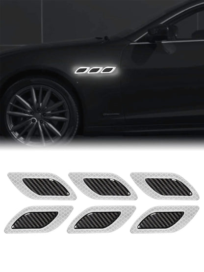 6 Pieces/Set Of Car Reflective Stickers, Carbon Fiber Tape.
