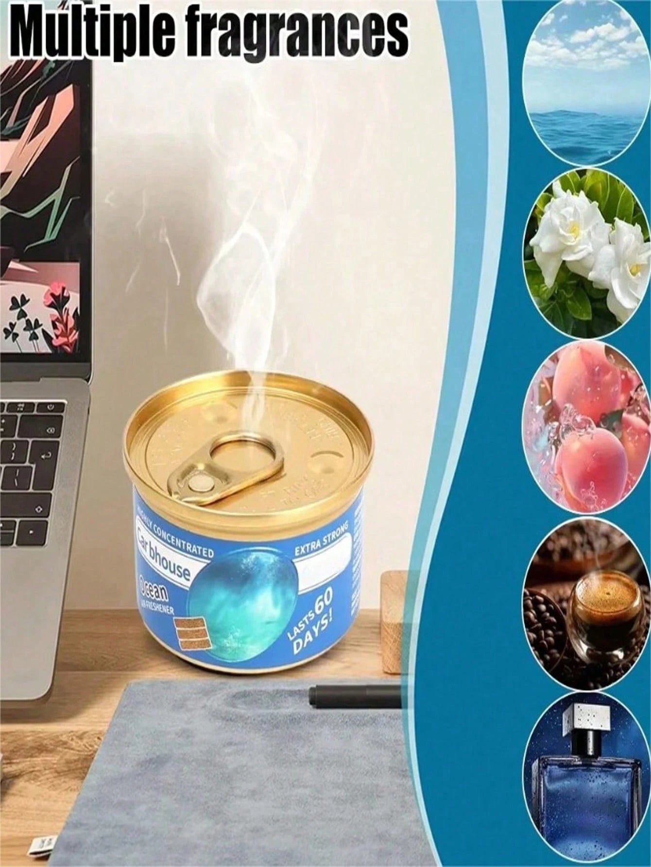 60-Day Lasting Car Fragrance Wooden Block Air Freshener, Bubble Gum Scent, Suitable For Car, Home And Office, Effective After Opening For 60 Days