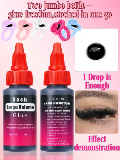 60ml/30ml Lash Glue Cluster Eyelash Glue Black Sensitive Lash Glue Fast Drying Waterproof Lash Glue Individual Lash Glue Long Lasting DIY Lash Extension Glue Strong Hold Eyelash Glue For Lash Extensio