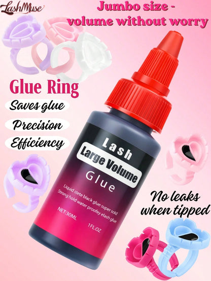 60ml/30ml Lash Glue Cluster Eyelash Glue Black Sensitive Lash Glue Fast Drying Waterproof Lash Glue Individual Lash Glue Long Lasting DIY Lash Extension Glue Strong Hold Eyelash Glue For Lash Extensio