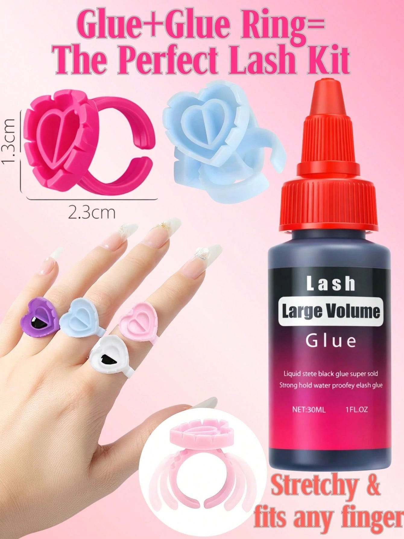 60ml/30ml Lash Glue Cluster Eyelash Glue Black Sensitive Lash Glue Fast Drying Waterproof Lash Glue Individual Lash Glue Long Lasting DIY Lash Extension Glue Strong Hold Eyelash Glue For Lash Extensio