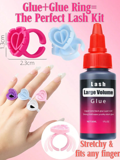 60ml/30ml Lash Glue Cluster Eyelash Glue Black Sensitive Lash Glue Fast Drying Waterproof Lash Glue Individual Lash Glue Long Lasting DIY Lash Extension Glue Strong Hold Eyelash Glue For Lash Extensio