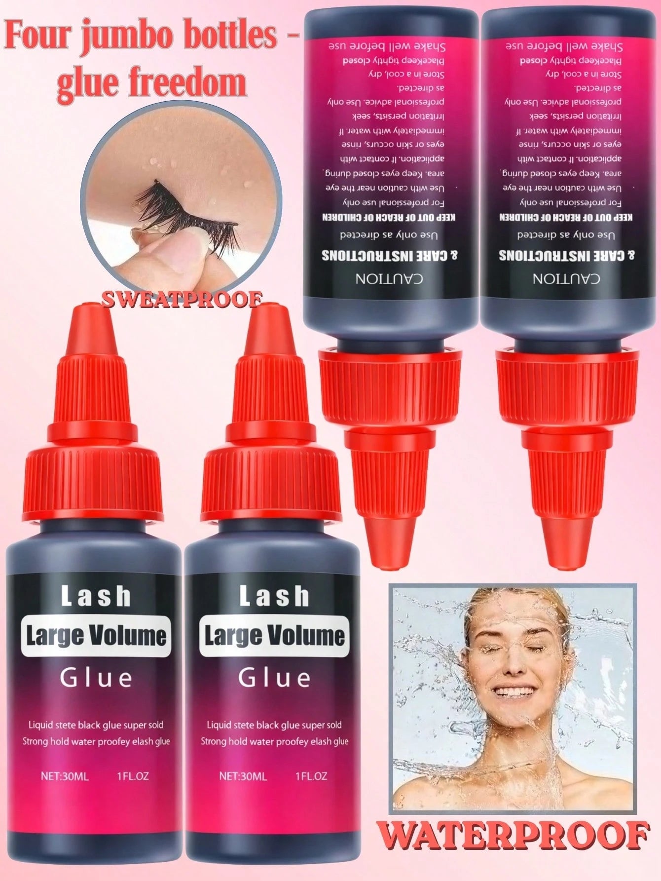 60ml/30ml Lash Glue Cluster Eyelash Glue Black Sensitive Lash Glue Fast Drying Waterproof Lash Glue Individual Lash Glue Long Lasting DIY Lash Extension Glue Strong Hold Eyelash Glue For Lash Extensio